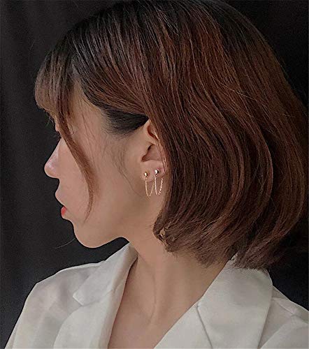 Minimalist Ball Bead Tassel Chain Drop Dangle Earrings For Women Girls S925 Sterling Silver Tiny Balls Stud Tragus Cartilage Hypoallergenic Pierced Ear Fashion Punk Jewelry (Silver) #TOP2