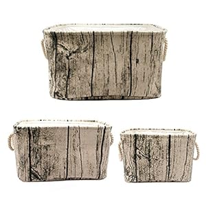 Stylish Tree Stump Design Rectangular Storage Baskets Durable Fabric Washable Storage Bins Organizers with Rope Handles, Decorative and Convenient for Kids Rooms - Set of 3 brown Stylish Tree Stump Design Rectangular Storage Baskets Durable Fabric Washable Storage Bins Organizers with Rope Handles Decorative and Convenient for Kids Rooms Set of 3 brown