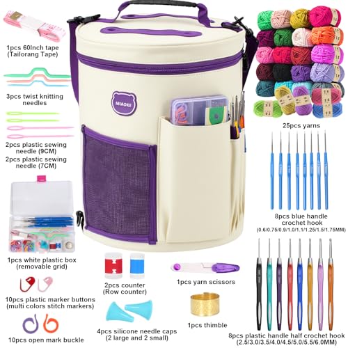 Image of 79Pc Crochet Kit, Crocheting Starter Kits with Waterproof Bag & Accessories | Crochet Kit for Beginners Include Large Knitting Bag, Knitting Accessories Set, for Beginners Adults Travel Crochet Supplies
