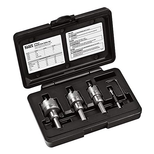 Klein Tools 31872 Hole Cutter, 4-Piece Carbide Hole Cutter Set Includes Pilot Bit and is in Rust-Proof Molded Plastic Case