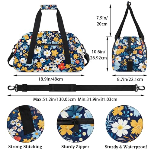 Daisies Sunflower Print Kids-Duffel-Bags Gymnastics Dance Bag Carry-On Overnight Travel Gym Lightweight Dance Sports Bags For Girls Boys Kids，2