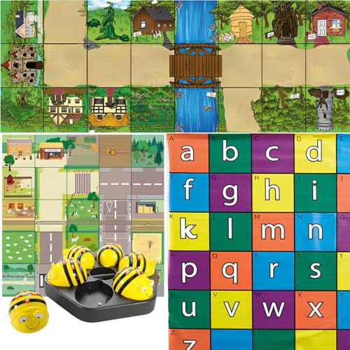 Cultivate Minds with Early Programming with 6 Bee-Bots Floor Robot, 3 Activity Floor Mats, and Free Docking Station with USB Cable - New See & Say Version Starter Set