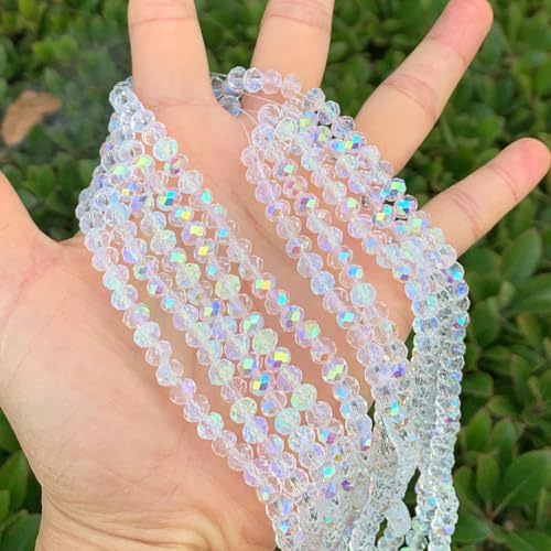 Image of 200pcs Czech Faceted Rondelle Crystal Glass Beads 6mm Bulk Crystal AB