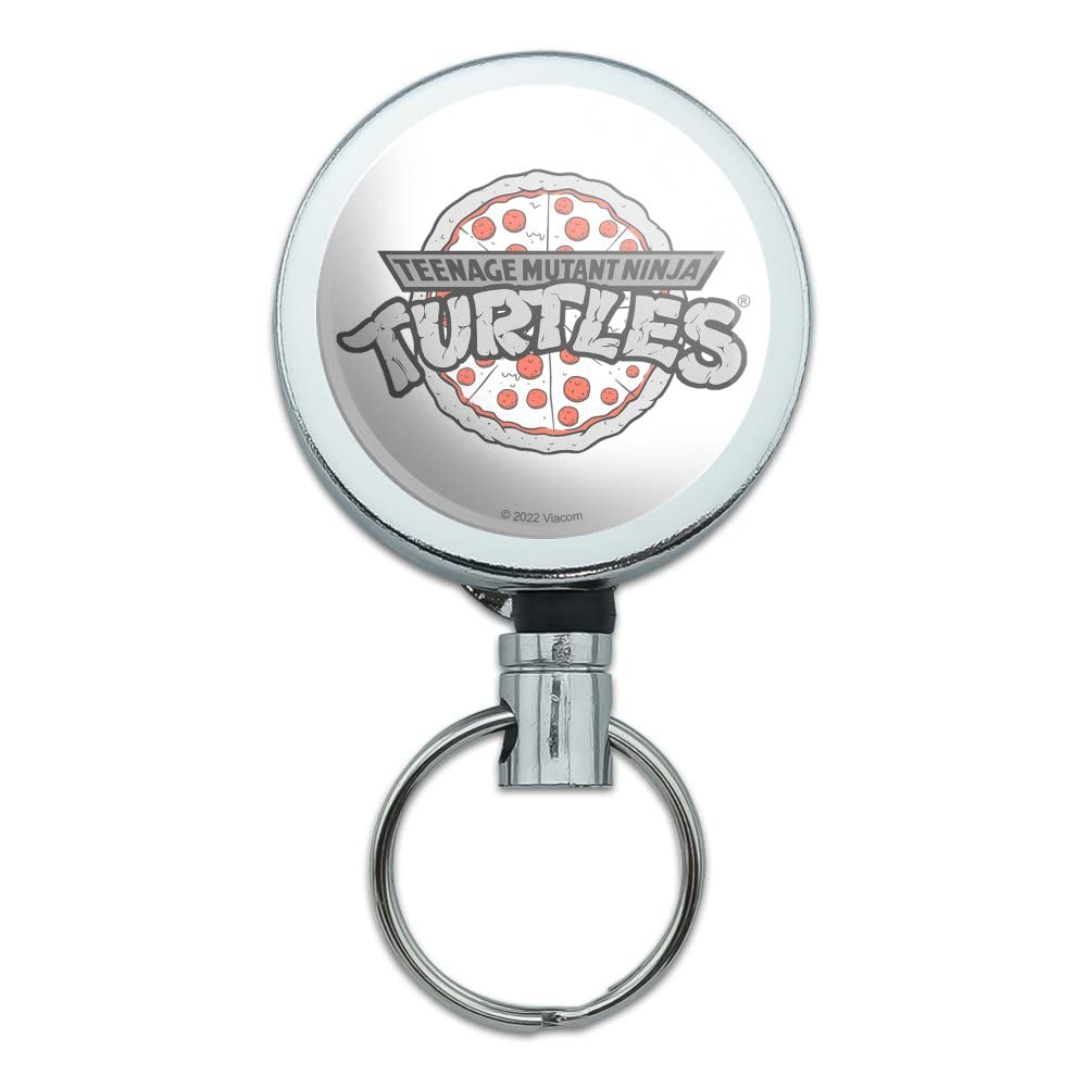 Teenage Mutant Ninja Turtles Pizza Logo Heavy Duty Metal Retractable Reel ID Badge Key Card Tag Holder with Belt Clip