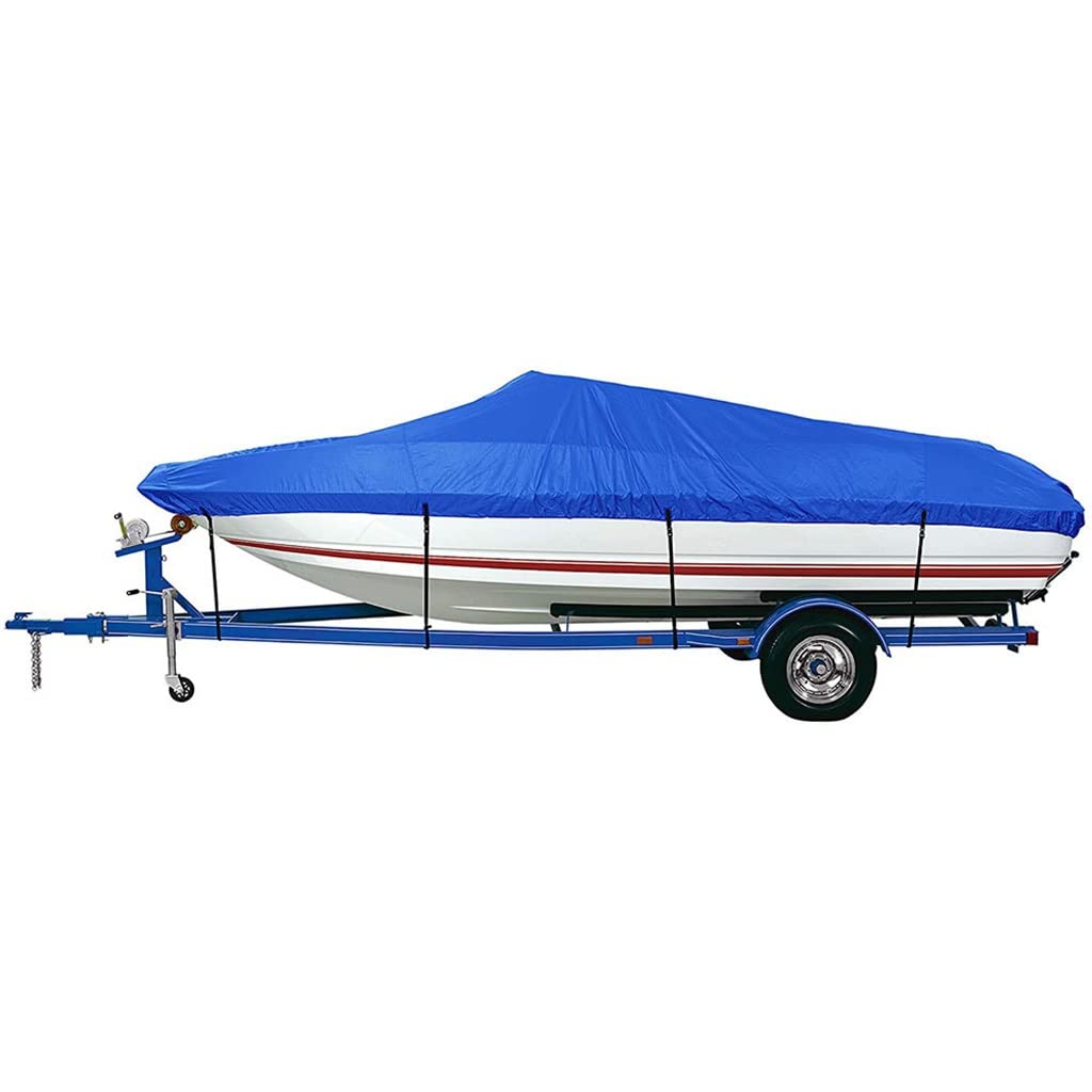 AUCCGL Blue Boat Cover Waterproof Sunscreen Heavy Duty V Boat Cover 210D Oxford Cloth For 11ft-13ft, 14ft-16ft, 17ft-19ft, 20ft-22ft (Size : 17-19ft (Boat Cover 6M to 3.2M))