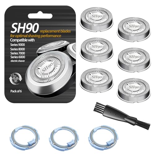 SUPERNB SH90 Shaving Heads for Series 9000 8000 7000 Electric Shaver Blades DualRing Mesh Technology for Efficient Shave Fits S9xxx/S8xxx/S7xxx 6 Pack