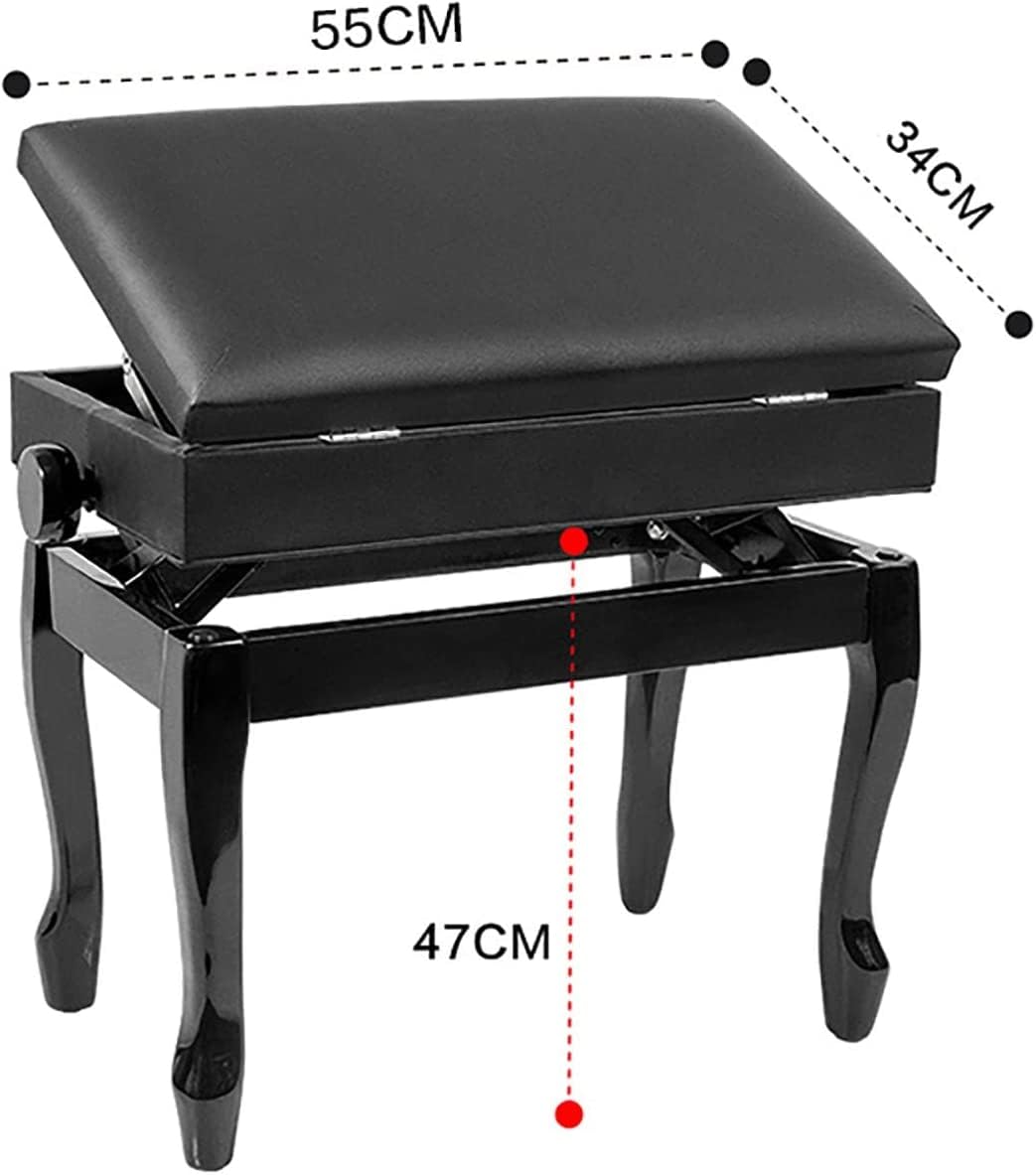 Ława do pianina, regulowana wysokość 10CM, ława do klawiatury solo (mahoń, tek, (czarny))
