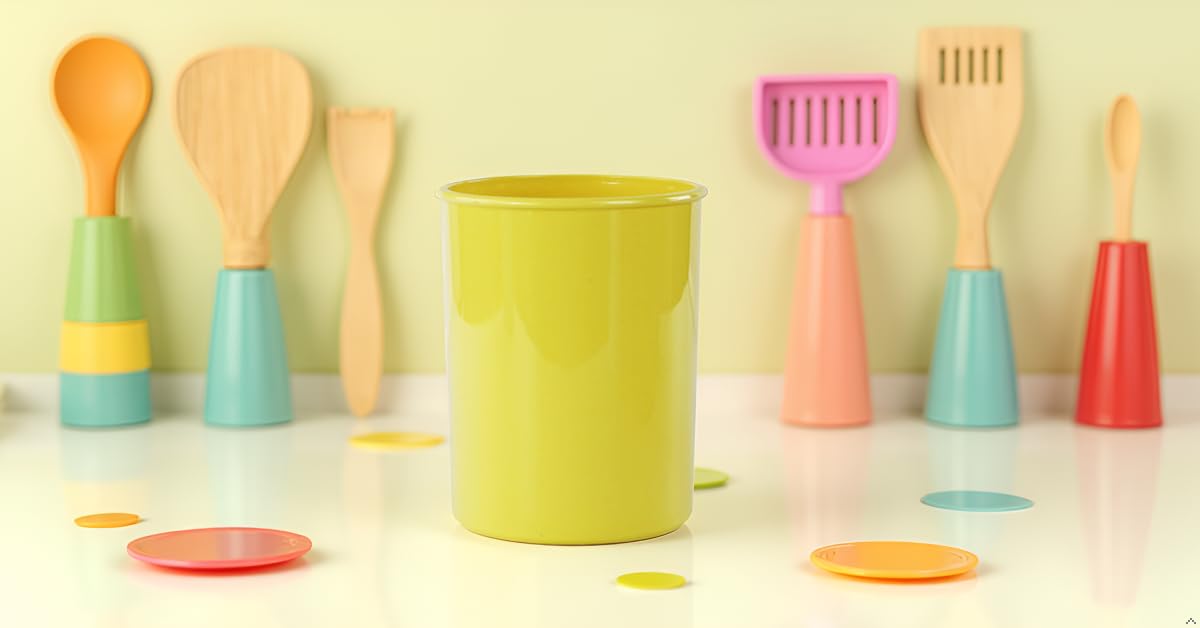 Reston Lloyd Calypso Basics - Soporte de plástico para utensilios, color limón