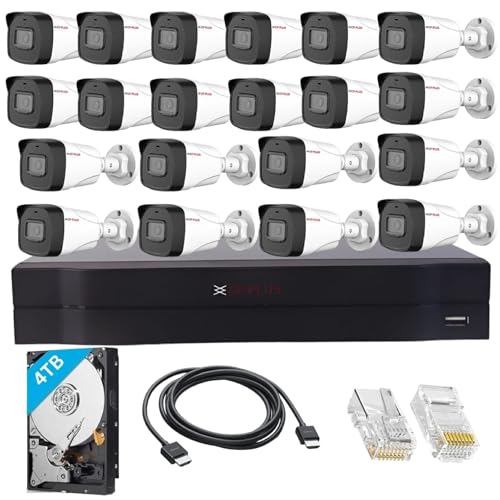 Image of CP Plus 32 Channel 4K NVR with 20x 2 MP Built-in Audio Mic Outdoor Wired IP CCTV Cameras, Motion Detection, 4TB HDD, 100x RJ45 Connector, [CAT6 Cable & PoE not Included] - White