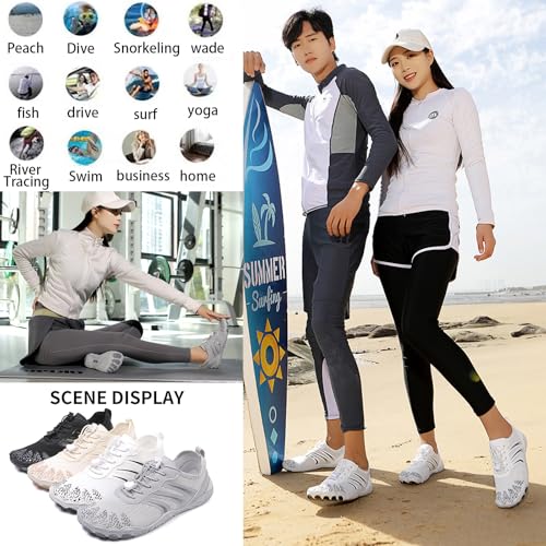 Image of Beach Water Shoes for Women Men Quick Dry Non-Slip Wide Toe Hike Barefoot Footwear for Beach Pool Aqua Swim Surf Walk
