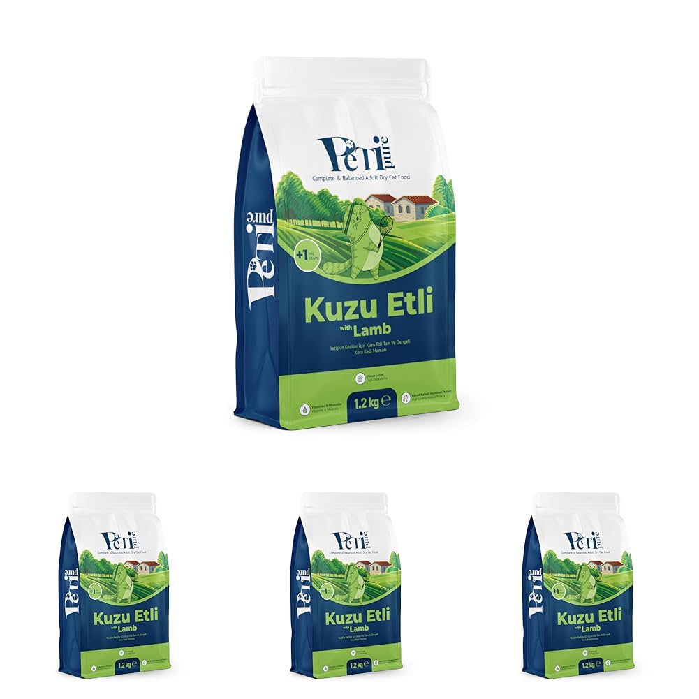 Kuru Yetişkin Kedi Maması - Besleyici Vitamin İlaveli Tam ve Dengeli Mama (1,2 Kg, Kuzu) (4 paketi)