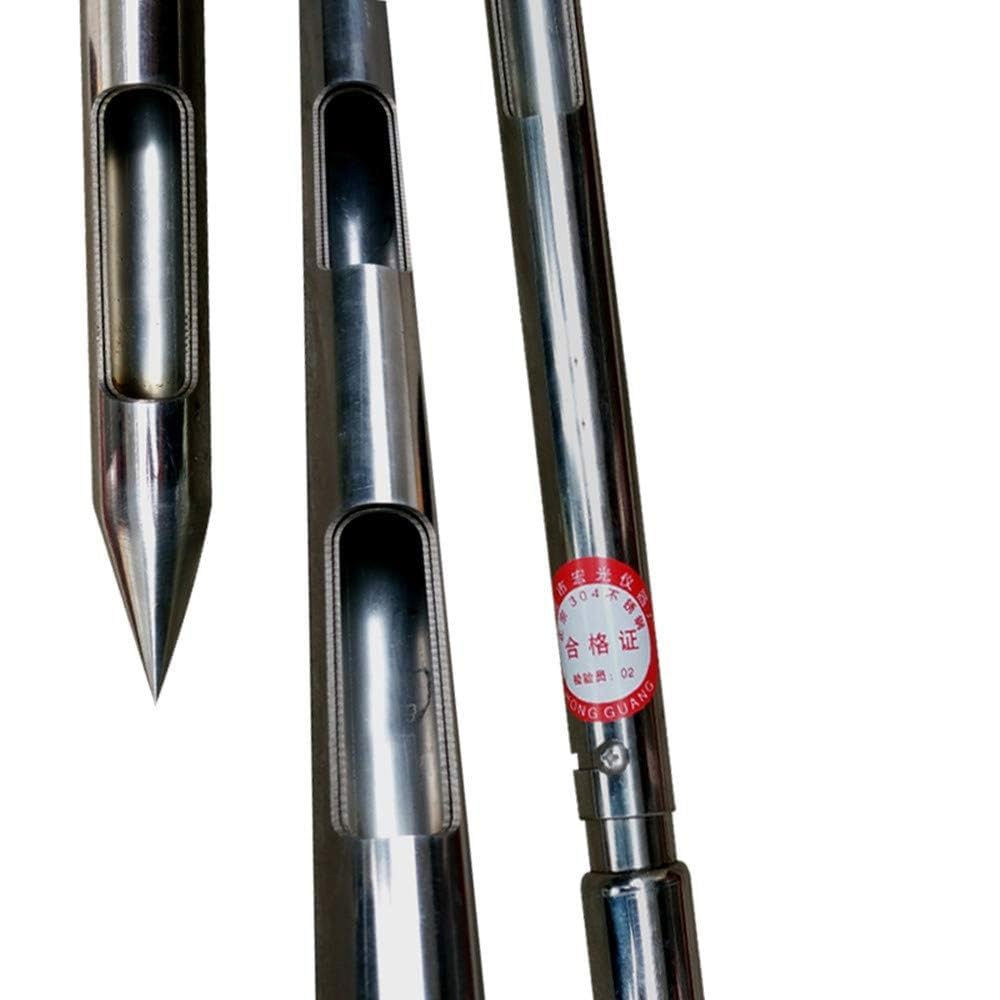 Sonda próbnika proszku ze stali nierdzewnej uchwyt obrotowy granulat sonda ziarna próbki próbnika, 3 gniazda (rozmiar: D38 mm x dł. 1,5 m)