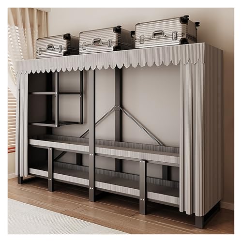 Armario De Ropa De Tela, Armario De Lona Portátil Con Riel Para Colgar, Organizador Ropero Plegable, Armario Ropero Portátil, Perchero De Tela Para Dormitorio(Grey2,88cm/34.6inch)