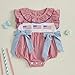 Yhilee Praise 4th of July Baby Girl Outfit American Flag Onesie My First Fourth of July Bubble Romper Newborn Infant Clothes (Red, 6-12 Months)