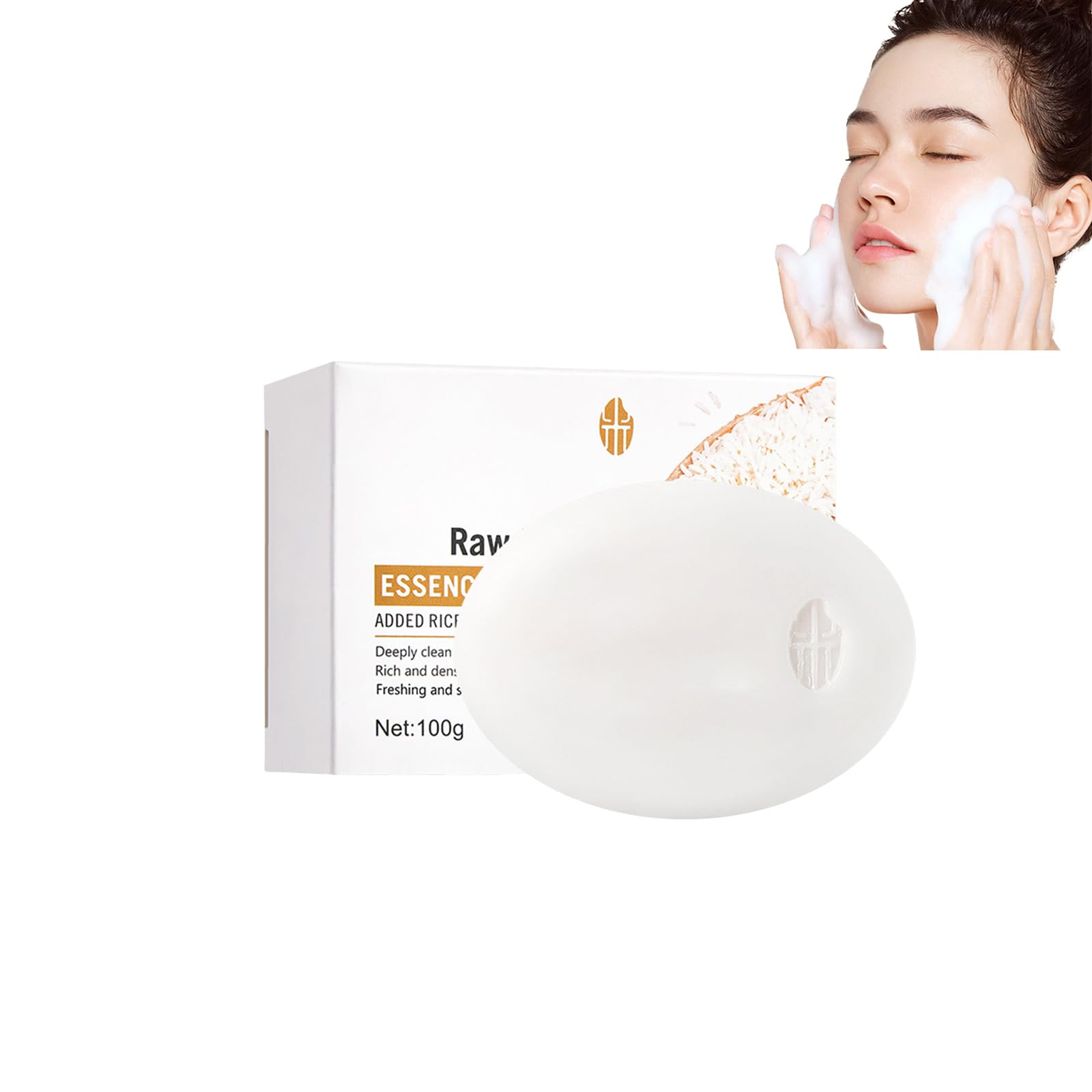 Sapone detergente al riso, 100g Sapone da bagno al riso, Esfoliazione delicata, Pulizia profonda, Levigante, idratante e rinfrescante, soap