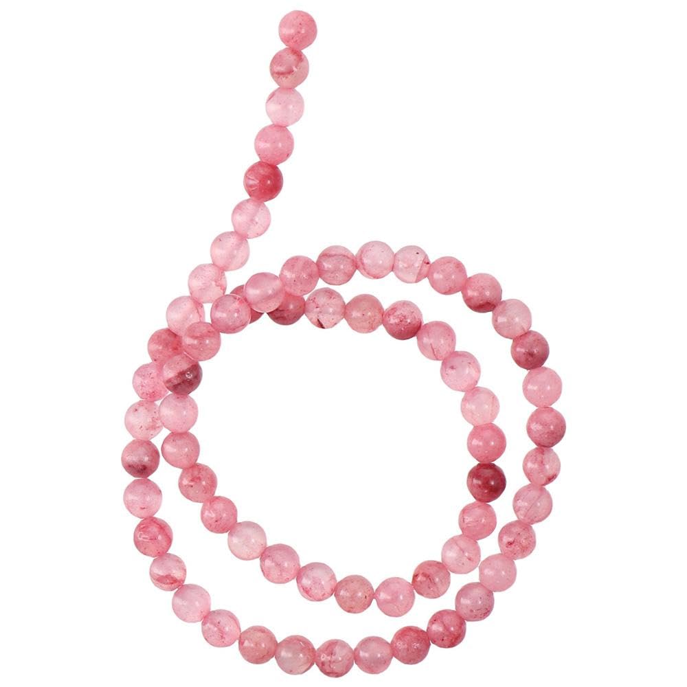 YYlingx 60 PCS 6mm Pink Persian Jade Beads Natural Rose Pink Gemstone Loose Beads Round Spacer Beads Stone Beads for Bracelet Necklace DIY Jewelry Making