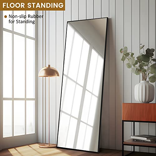 Image of PexFix Full Body Mirror Length with Black Aluminum Alloy Frame Stand Wall Mounted Hanging for Bedroom Bathroom Living Room Decor,51''x16'' (1015)