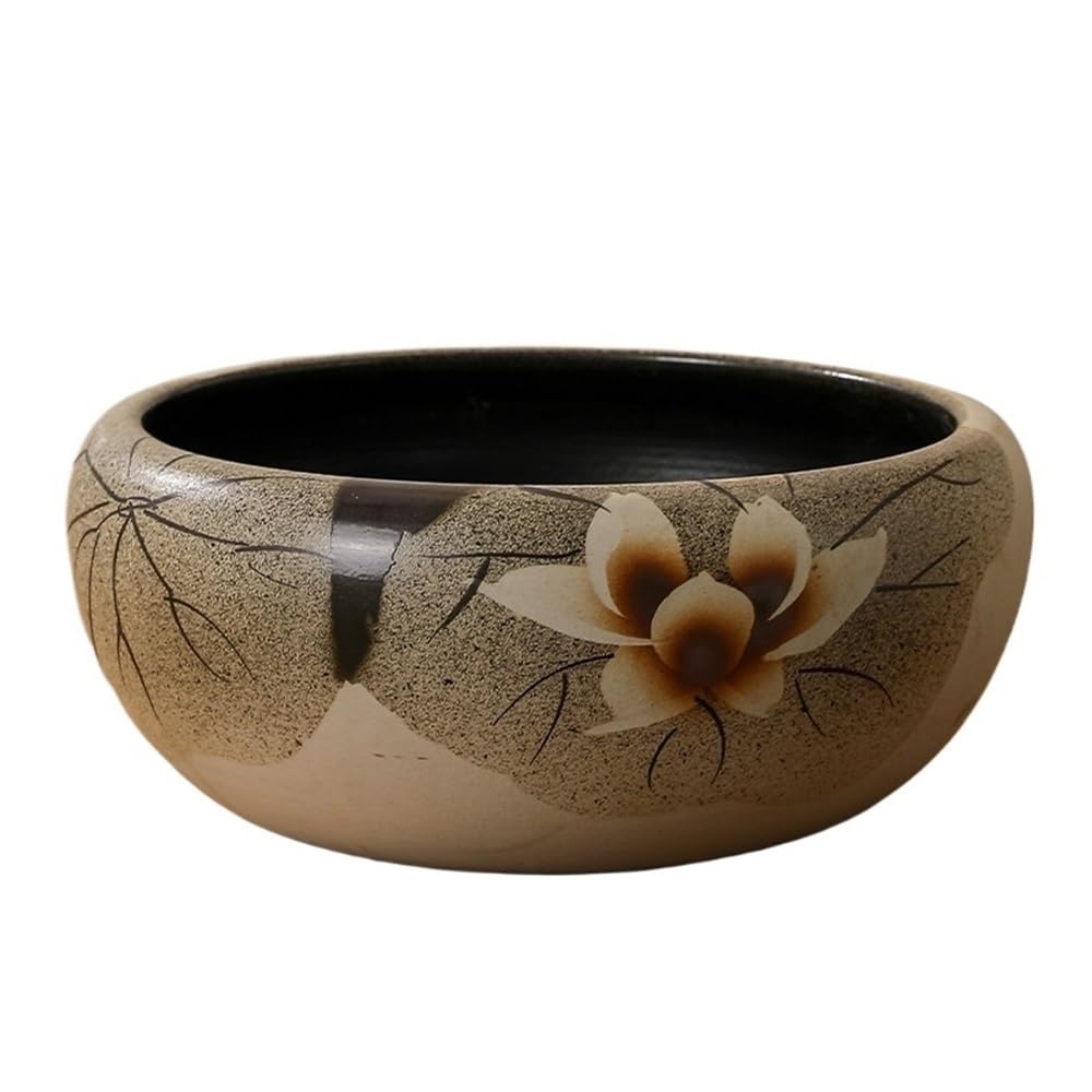 Sda287mz One Color Ceramic Non-Porous Flower Pot Chinese Style Home Living Room Phalaenopsis Orchid Daffodil Water Lily Hydroponic Vessel Multifunction(Large)