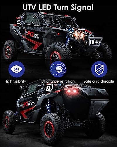 Universal ATV UTV SXS Turn Signal Set, Street Legal Kit with 110DB Horn Reverse Light Rocker Switch Flasher Relay Fuse Wire Fits for Polaris RZR Ranger Xp Turbo Can-Am Kawasaki Golf Cart Arctic Cat - Thumbnail 3