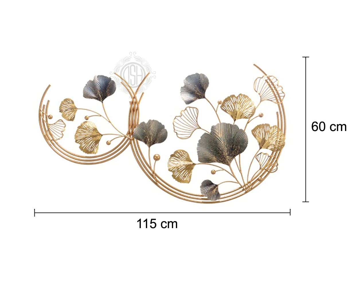 DSH Metal Leaf Wall Art Set Of 3 - Gold Round Wall Decor For Living Room, Bedroom