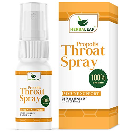 HerbaLeaf Propolis Throat Spray - Bee Pure Propolis Extract for Immune Support & Sore Throat Relief. 1 Oz