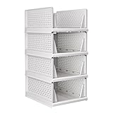 TidyIsles Faltbare Aufbewahrungsboxen für Kleidung, mit Trennwänden, stapelbare Kunststoffboxen für Schlafzimmer, Küche, Bad, Büro, 4 Stück, Weiß