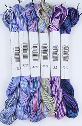 Image of KCS Big skeins of 25 Meters Size 25 Color Variegated Cross Stitch Stranded Threads,6 skeins,20