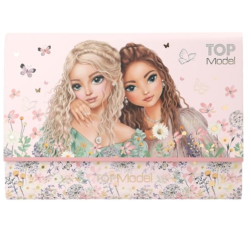 Depesche 13617 TOPModel Summer Feeling-Juego de papelería en Carpeta, con Motivo de Modelo y Flores, Incl. membretes y Sobres, Multicolor, 1 Piece