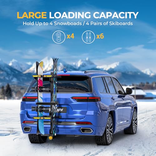 BougeRV Lockable Folding Hitch Ski Rack