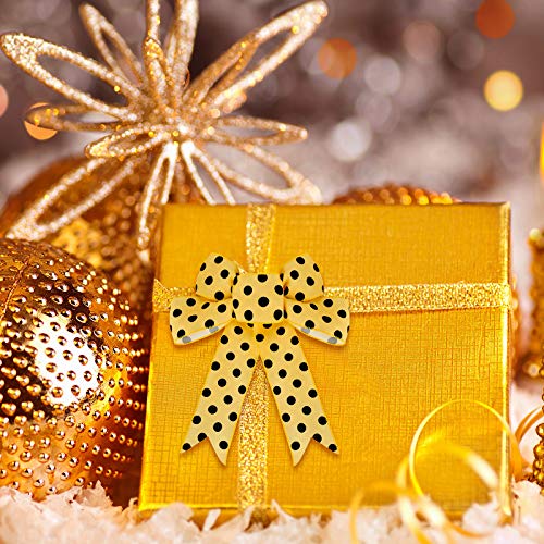 4 Rolls 26 Yard Bee Ribbon Wired Polka Dot Wired Edge Ribbon Bee Vertical Stripe Craft Ribbon Decorative Ribbon For Wrapping, Easter Party Decoration, Hair Bows, Crafting And Sewing (Classic Color) #TOP5