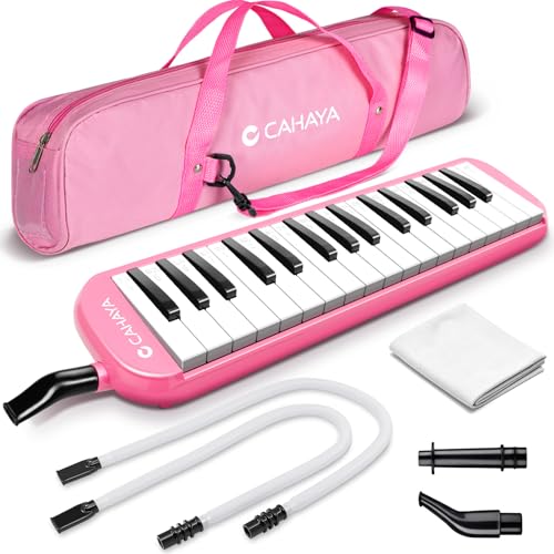 CAHAYA 32 Tasten Melodica für Kinder Melodica Instrument mit Tragetasche geeignet für Anfänger Studenten, musikalisches Geschenk für Jungen und Mädchen, Rosa CY0050-3