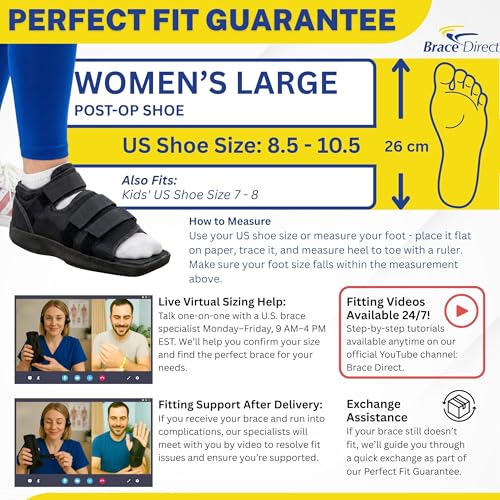 Image of Brace Direct Post Op Shoe & Medical Foot Brace - Stress Fracture, Broken Toe & Bunion Support L3260 - Orthopedic Walking Immobilizer for Left or Right Foot (LG - WOMENS US SHOE: 8.5-10.5) (Pack of 2)