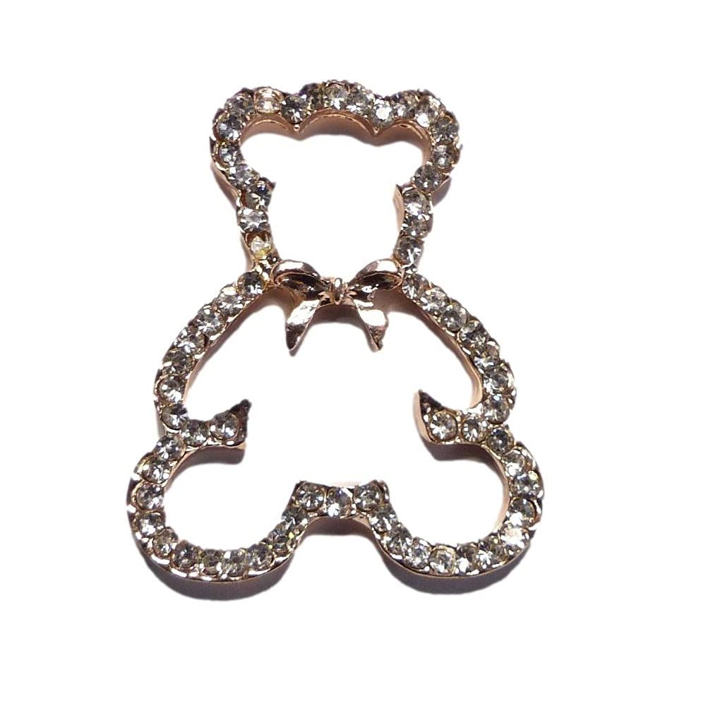 Syntego Gold Rose Teddy Bear Diamante Rhinestone Silhouette Crystal Flat Back Embellishment