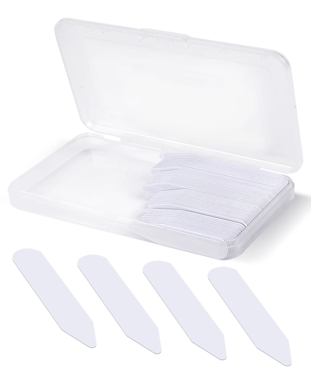 vivinin 112P Dress Shirt Collar Inserts, White Plastic Collar Stays with Storage Holder, 4 Assorted Sizes Invisible Collar Stiffeners for Men(2", 2.2", 2.5", 2.7")