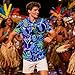 Fanient Hawaiian Shirts for Men Neon Pineapple Coconut Tree Juice Cup Printed Button Down Shirts Funny Aloha Short Sleeve Shirt L