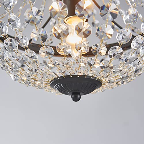 Cretifity Empire Style Clear Crystal Chandelier, Modern K9 Crystal Ceiling Pendant Lighting, Crystal Chandelier Ceiling Light For Living Room, Dining Room, Staircase, Hallway, Foyer,H12.2X D12.2 #TOP3