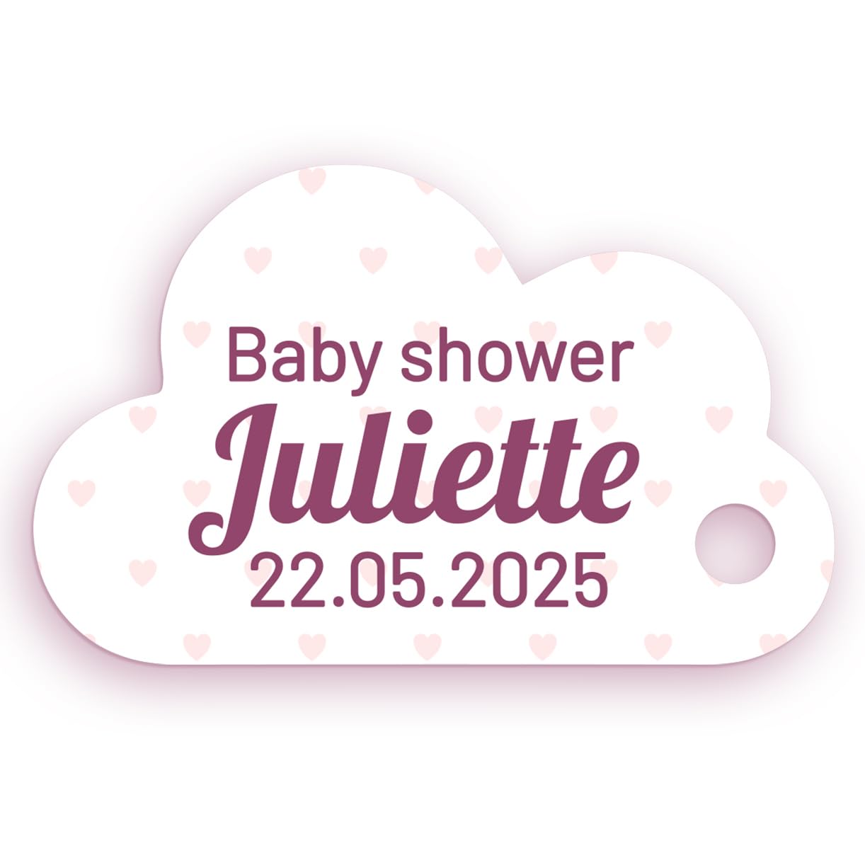 Étiquettes personnalisées nuage baptême communion babyshower 3,5cm Rose