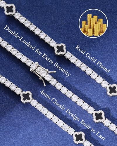 Pulsera LuxeFlex 4mm con piedras de circonio y baño en oro blanco miniatura 2