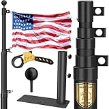FFILY RV Telescoping Flag Pole Kit, 25 FT 11 Gauge Heavy Duty Tailgate Flag Pole and Tire Mount Base Kit, Portable Flag Pole for Camping, Outdoor Tailgating, Party, Trailer