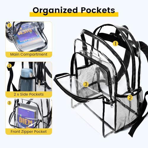 Image of Vorspack Clear Backpack for School, 16 inch Large Clear Bookbag | Lightweight See Through Backpacks for Girls and Boys, Reinforced Straps, Heavy Duty Transparent Clear Bag for Work Travel
