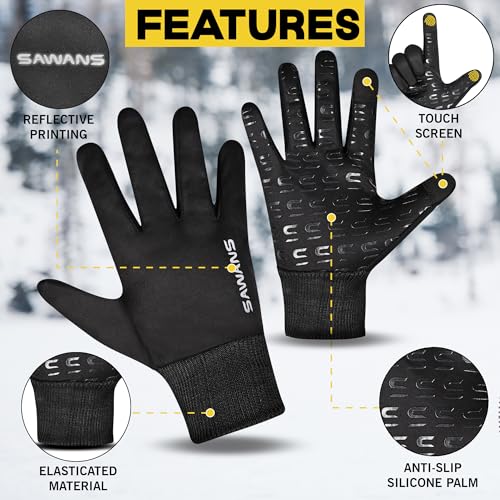 SAWANS Warm Winter Gloves Running Cycling Gloves Touch Screen Anti-slip for Men Women Cold Weather Driving Sports Outdoor Bike Gloves Hiking Ski Climbing Riding Walking - Image 3