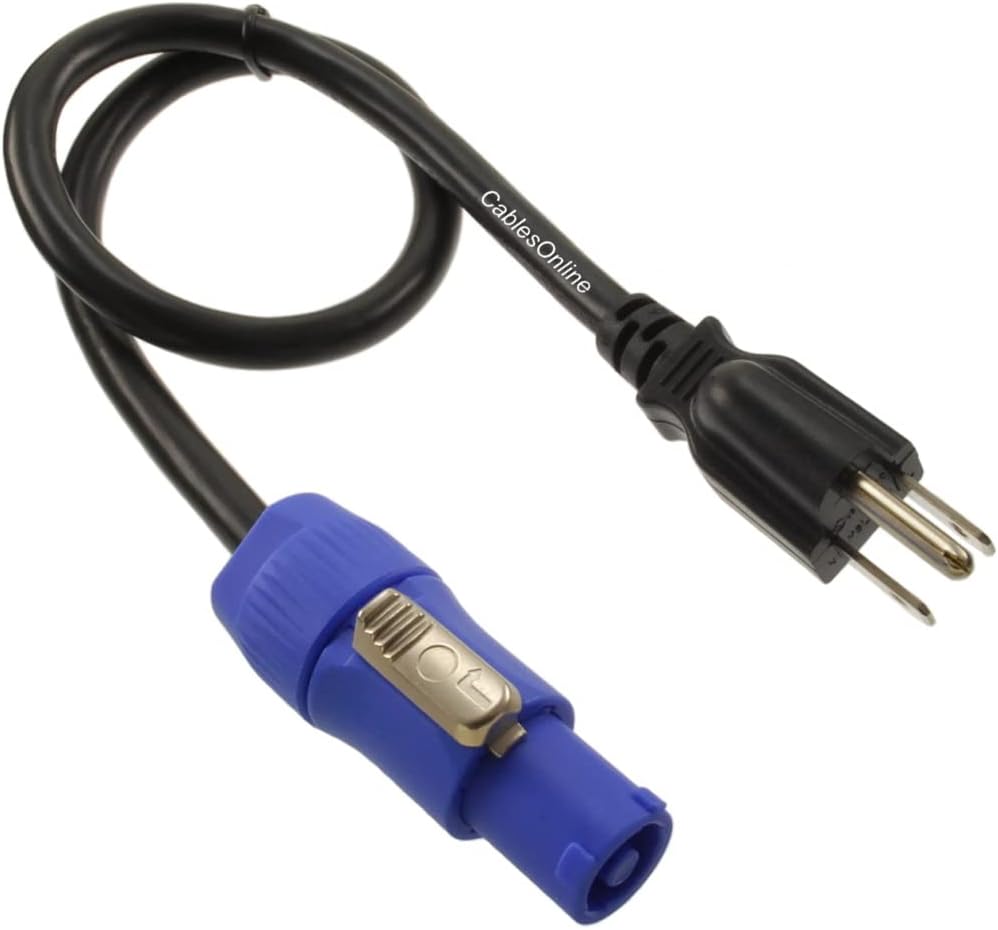 CablesOnline, 10ft 16-AWG Stage Lighting Fixture 3-Prong NEMA 5-15P to Powercon-Compatible AC Power Cable, PC-K610C