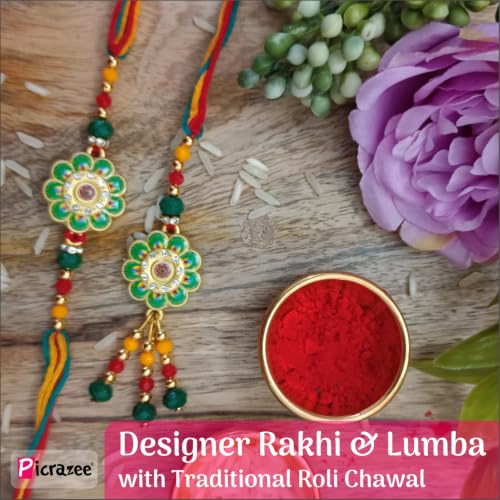 Image of PICRAZEE Raksha Bandhan Gift Combo for Bhaiya Bhabhi with Rakhi, Cushion, Mug, F-Magnet, G-Card and Trophy