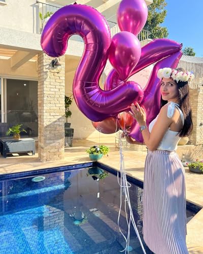 Image of Hot Pink Number 4 Balloon 40 Inch, 4th Birthday Party Decorations, Giant 4 Foil Balloon for Party Supplies