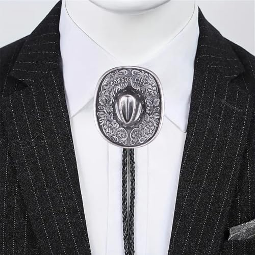 Image of Jeilwiy Bolo Tie for Men Western Cowboy Tie Necklace Gold Bolo Tie Leather Necktie Halloween Tie Accessories for Women