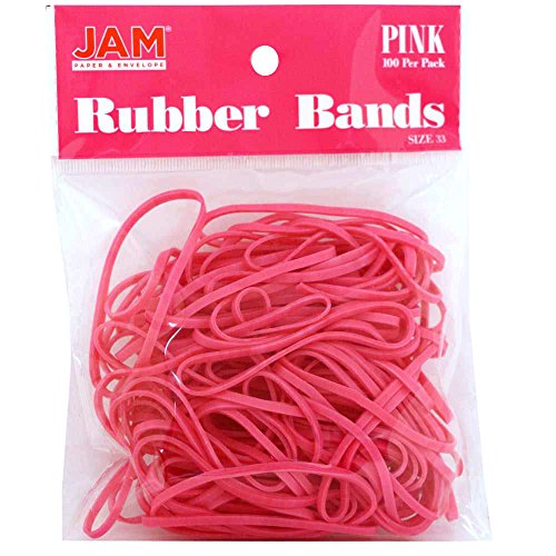 JAM PAPER Colorful Rubber Bands - Size 33 - Pink Rubberbands - 100/Pack