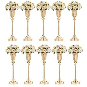 Nuptio 10 Stuks 54.6cm Hoogte Metalen Bruiloft Centerpieces Vaas, Metalen Trompet Vaas, Wegleiding voor Bruiloft Diner…