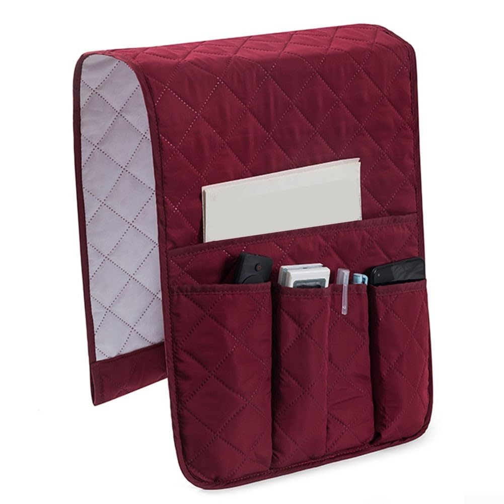 Borsa portaoggetti per comodino, aria condizionata, con tasca portaoggetti per telecomando, divano, poltrona, divano, organizer per camera da letto, soggiorno (bordeaux)
