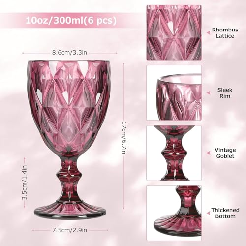 Image of Premium Wine Glasses 350ml, Set of 6 Long Wine, Burgundy Clear Glasses with Stem for Wedding Anniversary, Birthday, Gift (RKT-08, Set of 6)