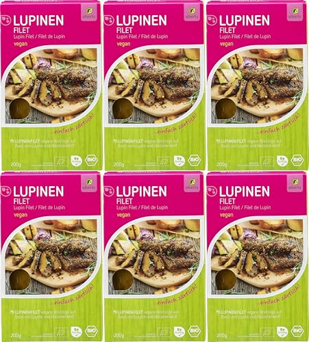 Alberts Bio Lupinenfilet 6×200g – Veganer Fleischersatz aus Lupinen – Pflanzlich & Eiweißreich – Vegane Filets in Bio-Qualität – Für Pfanne, Grill & Ofen geeignet